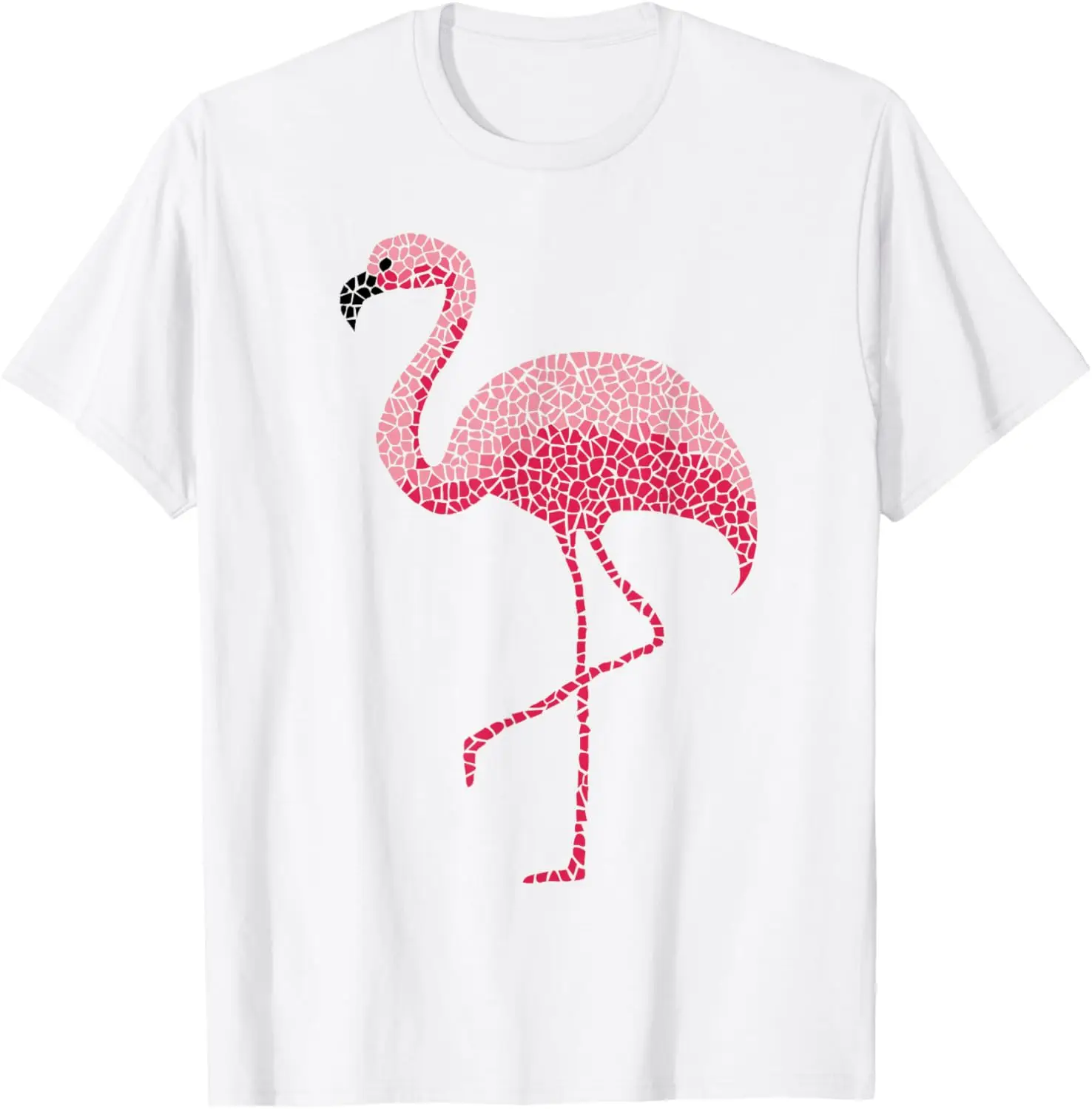 Tropical Pink Flamingo Bird Design T-Shirt 100% Cotton Trendy Y2K Short-Sleeve Tee – Soft, Quick-Drying, All Occasion Casual  Suitable For Concert Party Hanging Out Sightseeing Trip