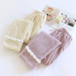 2026 Autumn/Winter New Women's Sleep Pants Flannel and Velvet Thickened Warm Pants Coral Velvet Home Pants Bottoms Ladies
