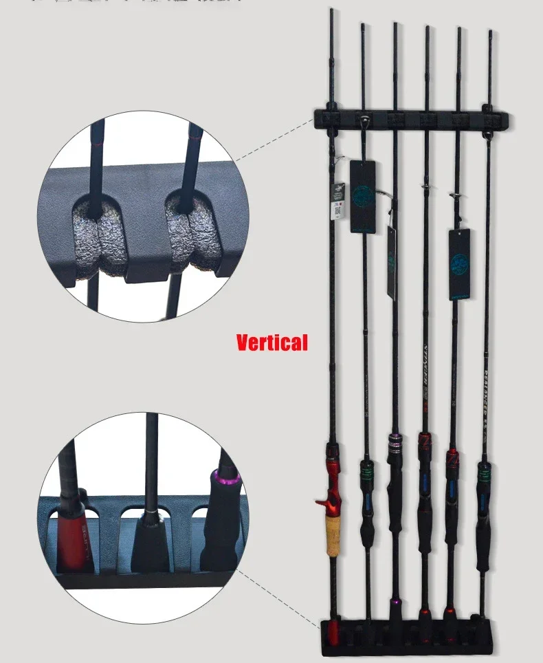 Helpful Fishing Rod Holders EVA/Sponge 6-Rod Rack Vertical Pole Holder Wall Mount Fish Horizontal Pole Display Stand Fixed Frame