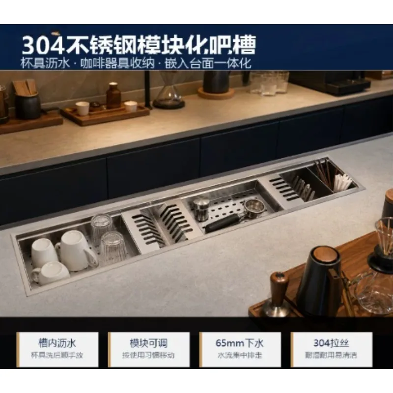 1Pcs 1200x180x140mm Nano Integrated Base Kitchen Sink, Stainless Steel Nano Coated Handmade Undermount Kitchen Basin