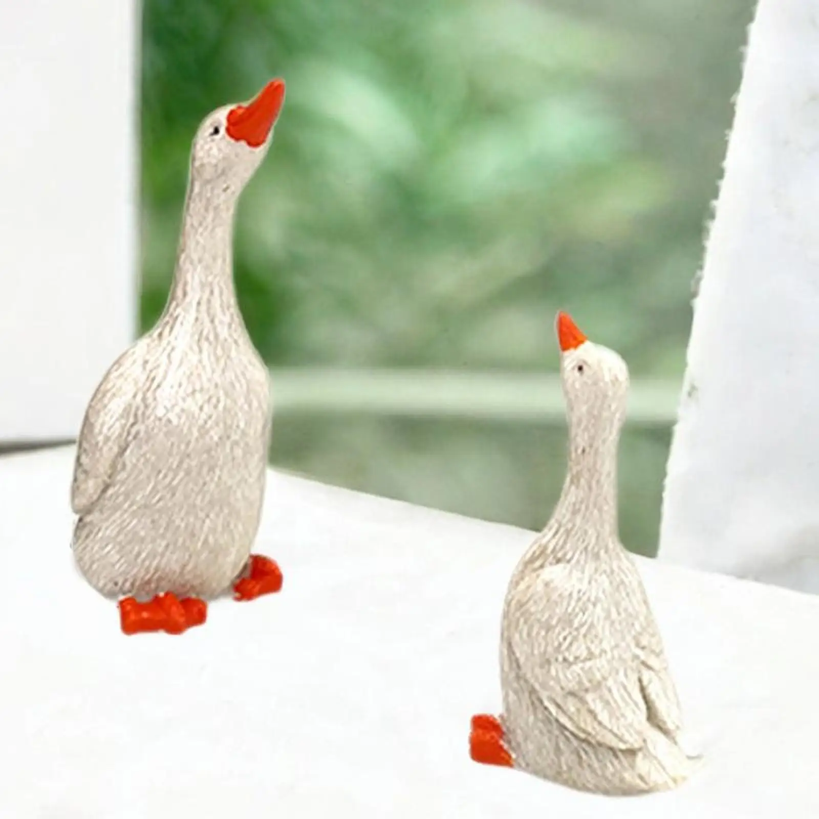 2x Lifelike Fine Craftsmanship Ducks Statues for Farmhouse Balcony Courtyard