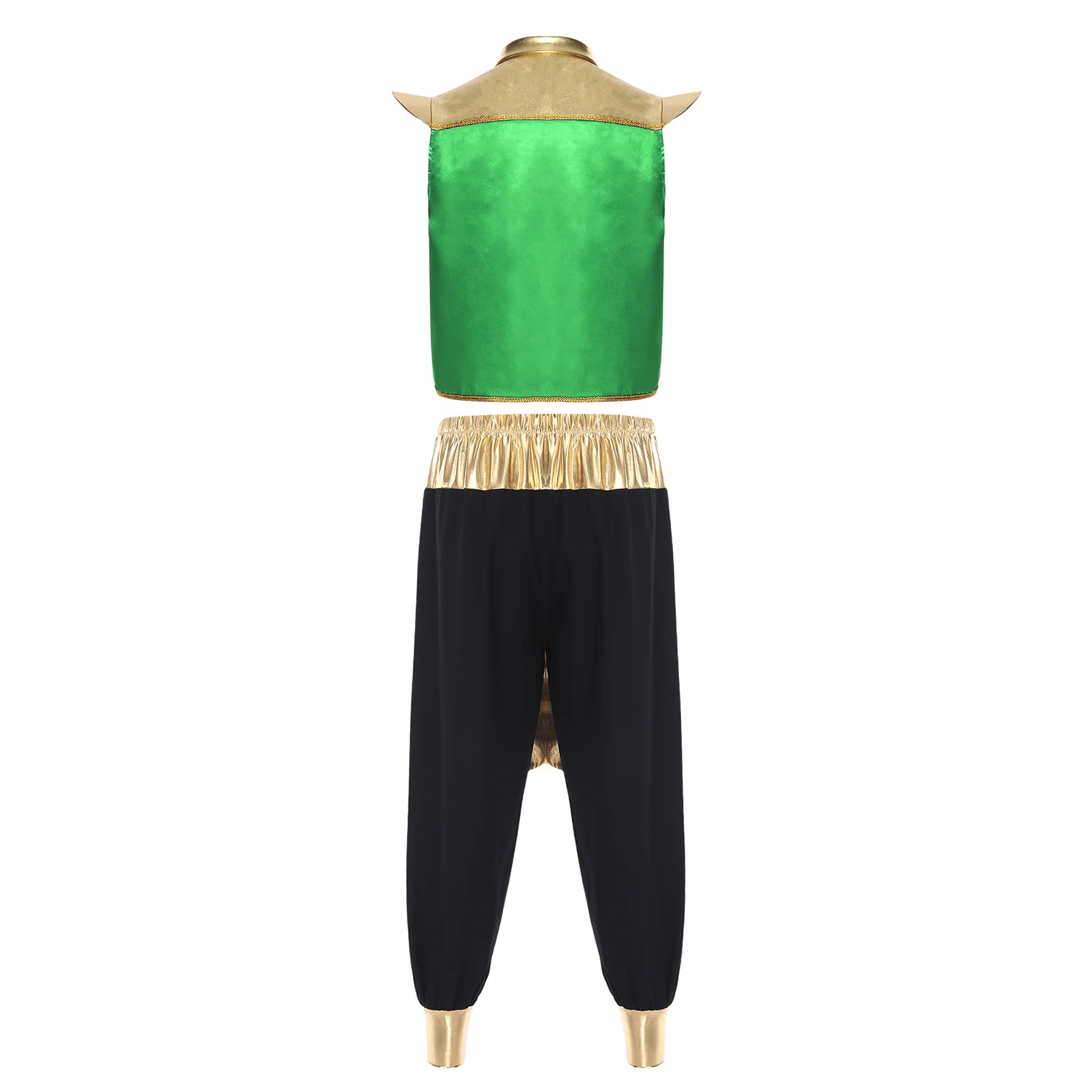 أزياء تنكرية للرجال للهالوين كرنفال الأمير العربي بأكمام طويلة سترة أمامية مفتوحة وسراويل طويلة لشخصية المصباح السحري