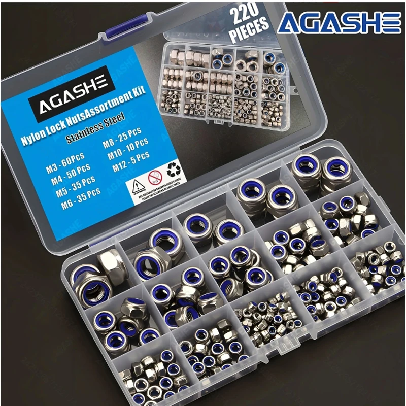 150-Piece M5 Stainless Steel Locknut Assortment – Nylon Insert Hex Lock Nuts, Metric Thread 5mm X 0.8mm, Self-Locking For Vibration Resistance