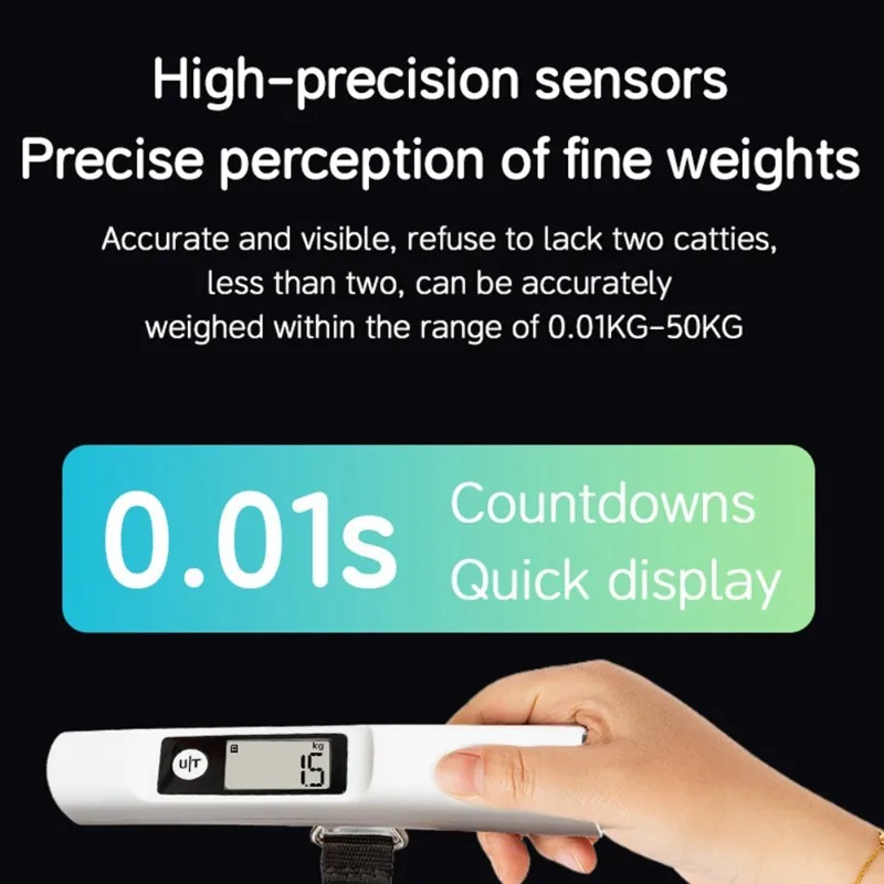 fitfit 50kg Press-to-Power Handheld Luggage Scale - Compact & Accurate for Home and Travel