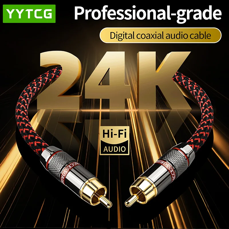 YYTCG Digital Coaxial Audio Cable 6N OFC 75Ohm SPDIF RCA Male to Male for Subwoofer TV Amplifier