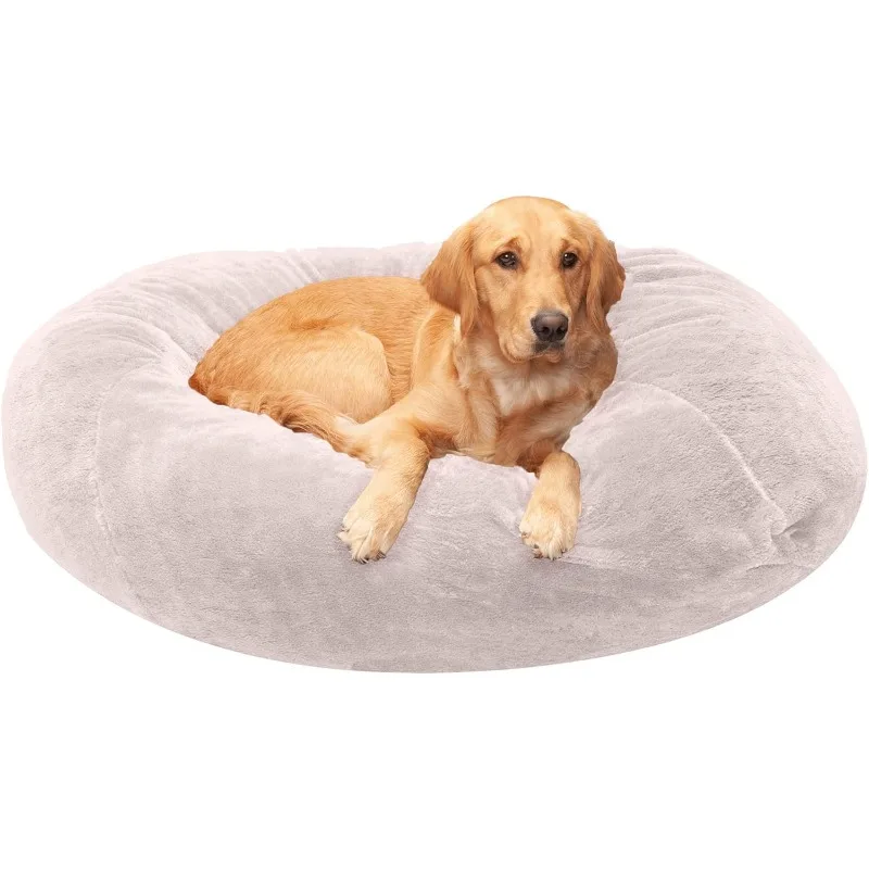 Soft & Cozy Dog Bed for Large Dogs, Refillable w/ Removable Washable Cover & Liner, For Dogs Up to 95 lbs - Plush Faux Fur