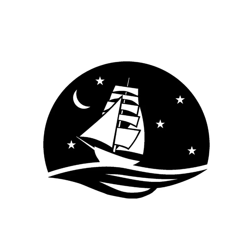 

Car Stickers Interesting Sea Boat Night Cruise Car Decoration Decal Ideas Apply To Various Models Black/white, 14cm*11cm