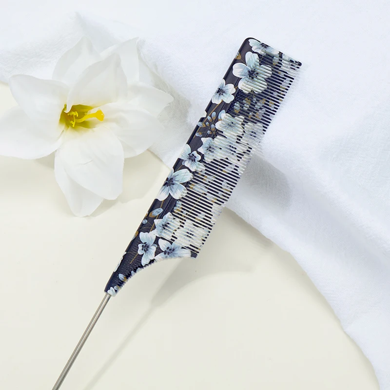 White plum tip tail comb ABS material anti-static smooth hair care portable comb，Professional Sectioning Comb for Hair Styling