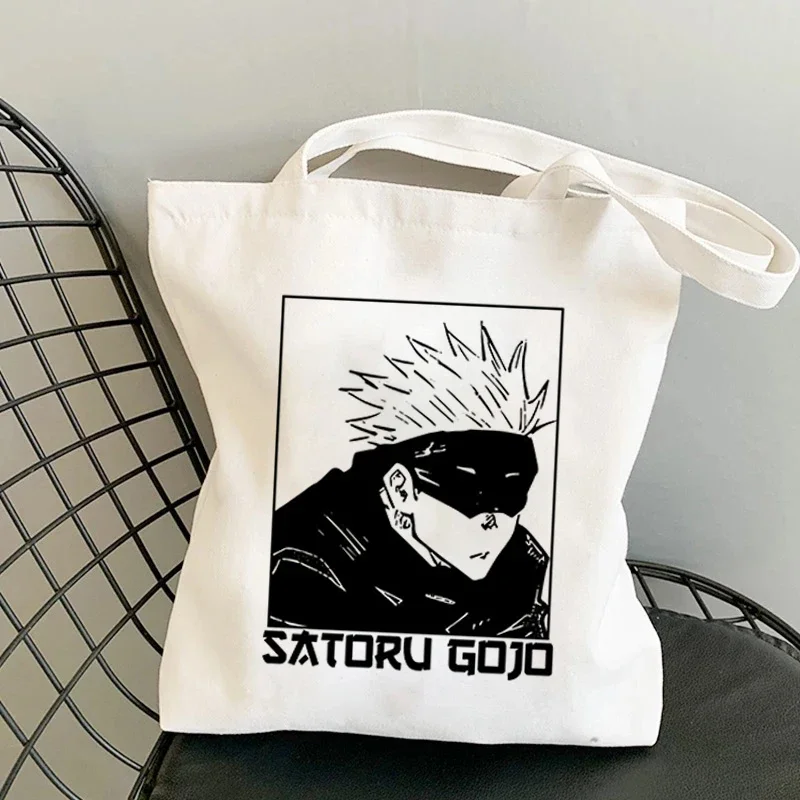 Anime Jujutsu Kaisen Women Bags Harajuku Y2k Shopping Bag Canvas Shopper Bag Reusable Tote Bag Handbags Shoulder Bag Collapsible