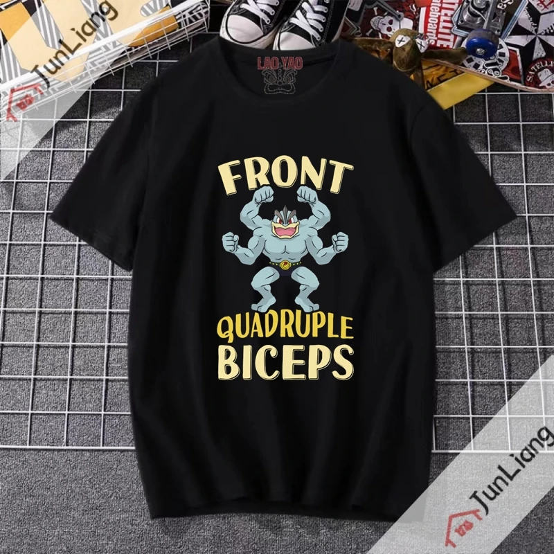 ด้านหน้า Biceps เสื้อ Harajuku Machamp Gym Y2k เสื้อผ้าแขนสั้นเสื้อยืด Tops Kpop Streetwear Goth เสื้อผ้าเสื้อยืดผู้หญิง