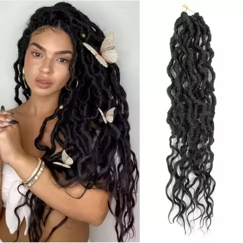Synthetic Crochet Braids Faux Locs Crochet Hair Goddess Locs Curly Gypsy Ombre Pre-Looped Hair Extensions Afro Soft Dreadlocks