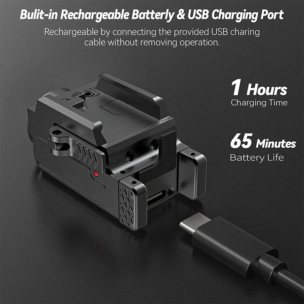Richfire SFD-022 Pistol Flashlight 800 LM Tactical TYPE-C Gun Light Quick Release Strobe Torch with GL 20mm Picatinny Rail Mount
