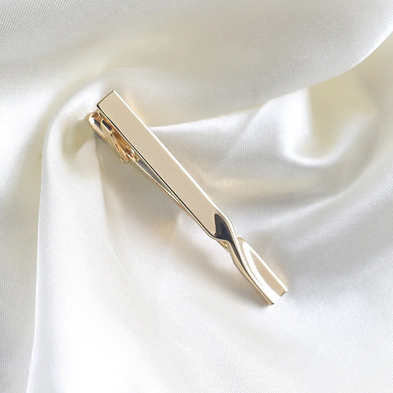 1pc Men's Gold and Silver Metal Business Tie Clip Minimalist Tie Clips And Cufflinks To Man Shirt Gift
