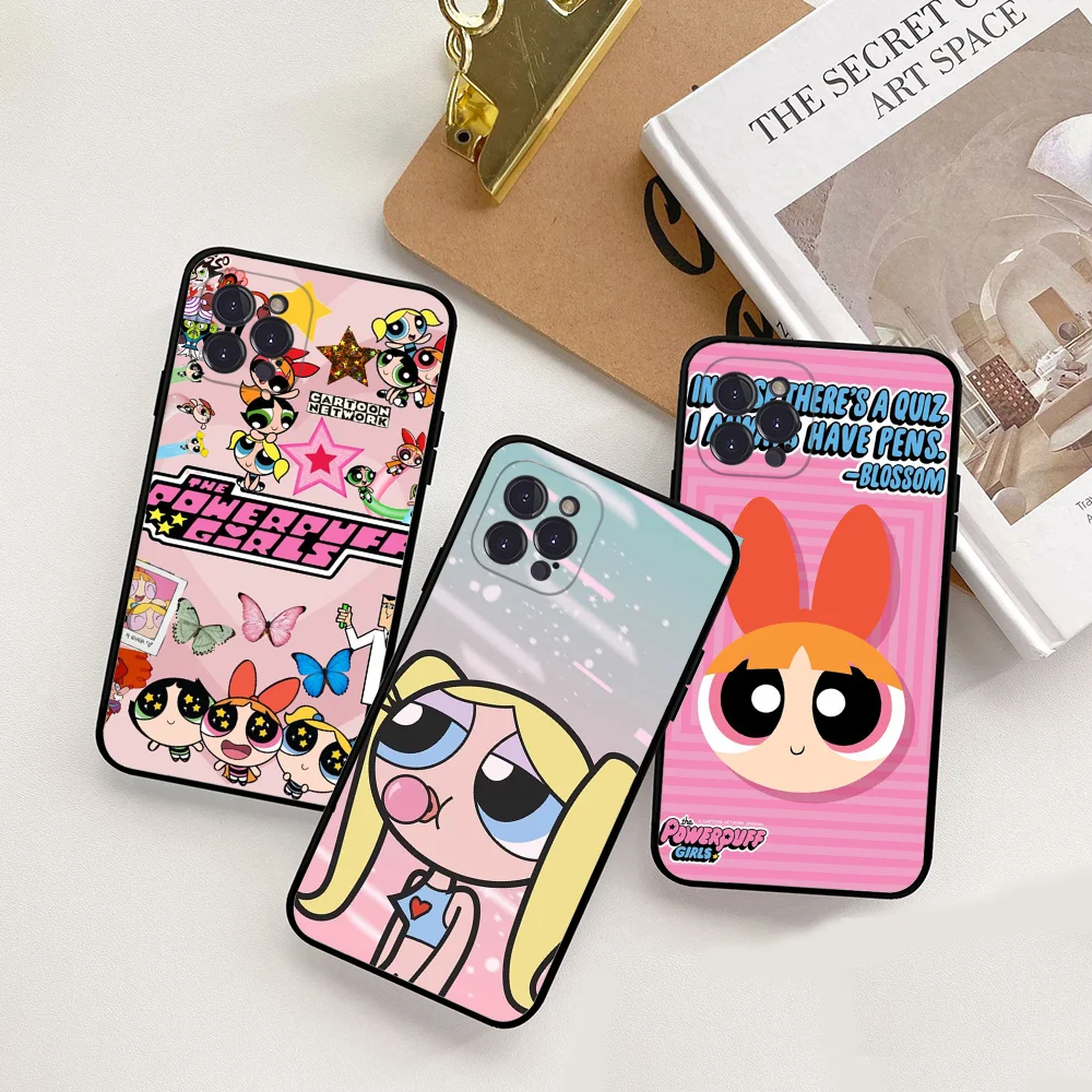 Die p-powerpuff süße Mädchen Handy hülle für iPhone 15 14 11 12 13 Mini Pro xs max Abdeckung 6 7 8 plus x xr se 2020 Funda Shell