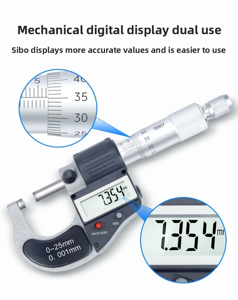Electronic Micrometer 0-25/100 mm High Precision Digital Display Outer Diameter Micrometer
