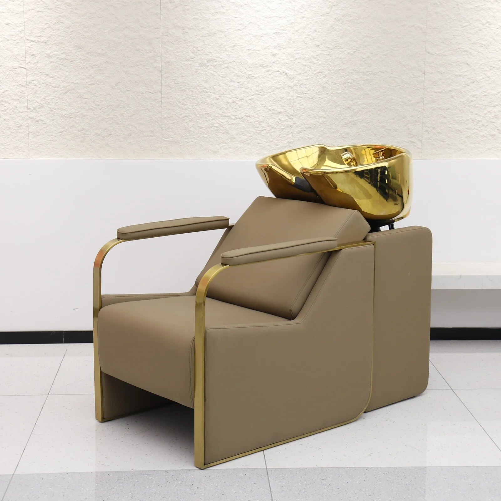Luxury Gold Shampoo Chair, Household & Salon Hair Washing Bed For BarbershopShampoo ChairHair Rinse / Hair Washing