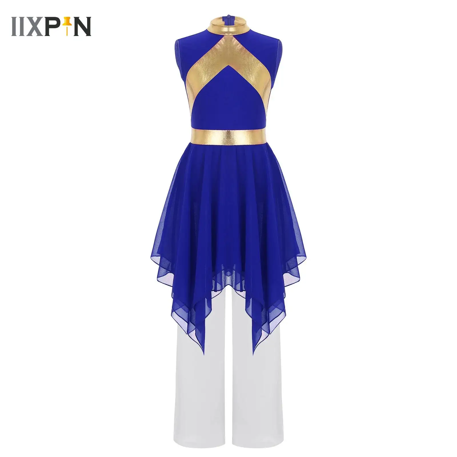 

Kids Girls Church Christian Worship Liturgical Praise Dance Set Teenage Lyrical Dress Outfits Stage Performance Wear 2pc-set