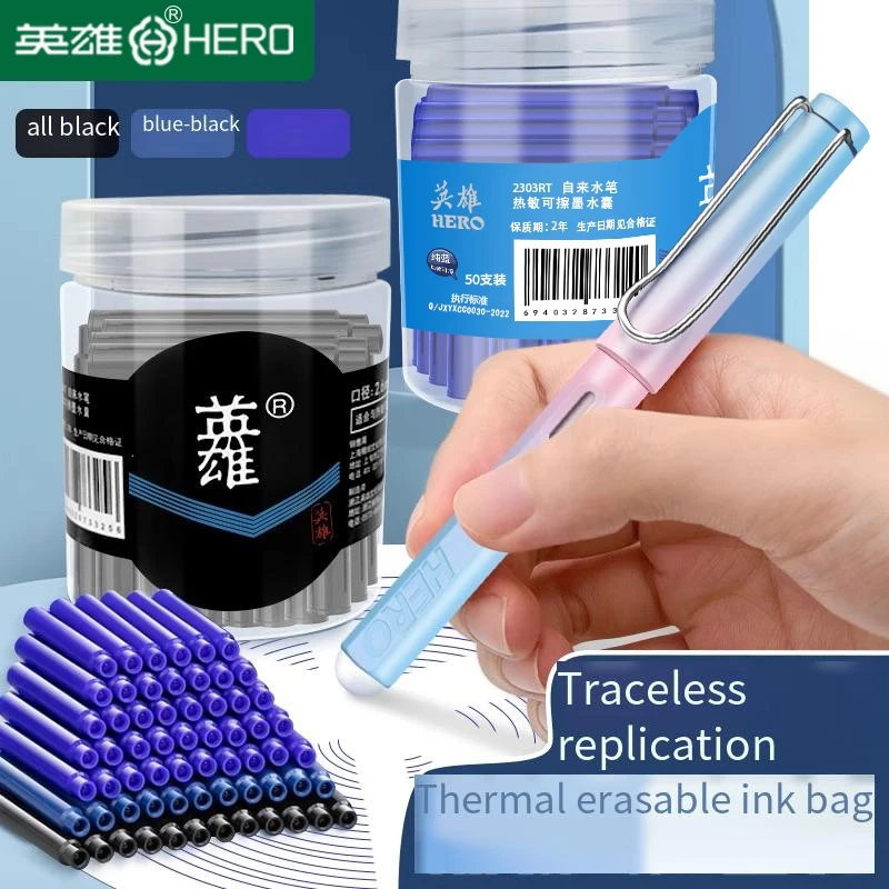 

Hero Friction Erasable Thermal Ink Cartridges, 30-Pack for 359/369 Pens, Thermally Disappearing Refills.