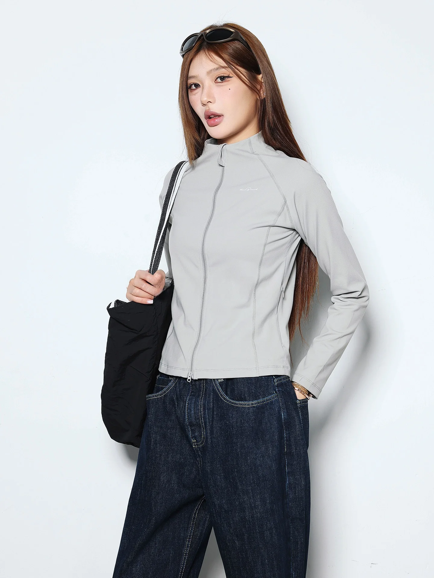 teethease-women's-slim-fit-stand-collar-outdoor-uv-protection-clothing-breathable-summer-fashion-short-outerwear-coat