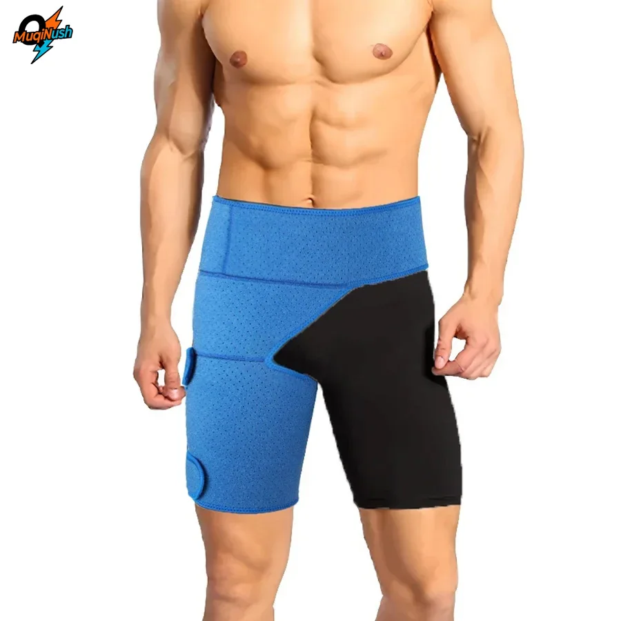 

MuqiNush Blue Hip Brace Waist Support Correction Belt Groin Joint Bandage Protector Leg Muscle Injury Sciatica Pain Relief