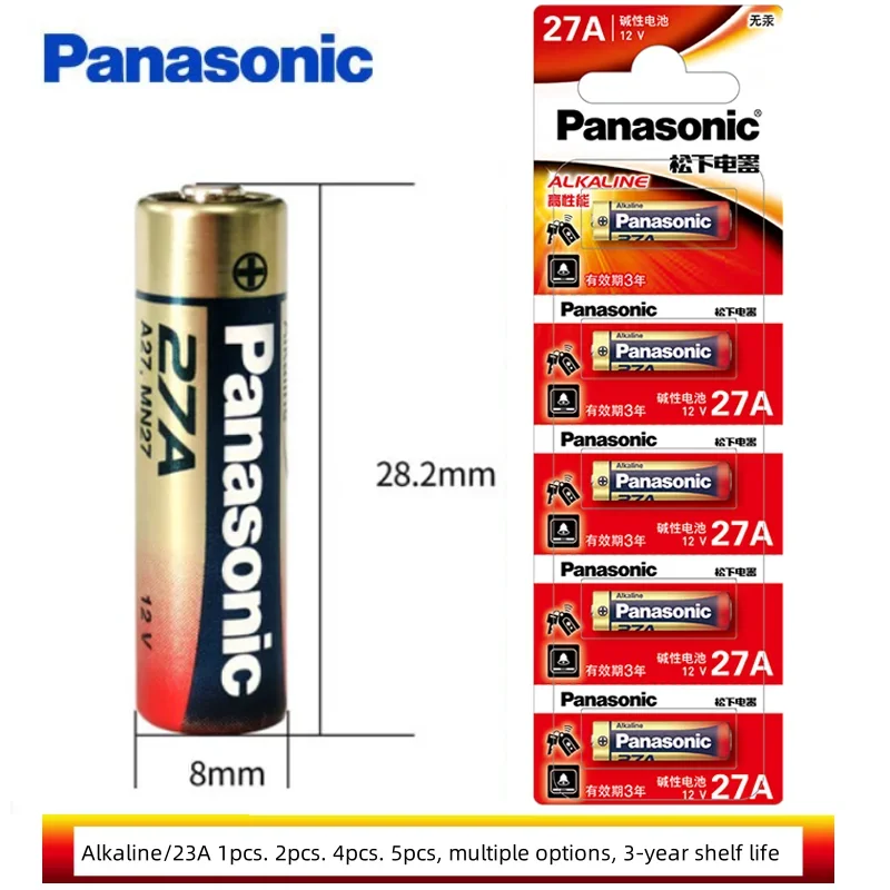 Panasonic 5PCS 27A /23A 12V 23GA A23S/A27 Alkaline Battery Doorbell Remote Control Electric Toy
