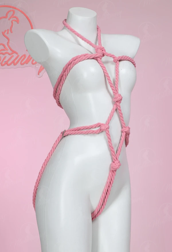 Mobbunny lingerie feminina rosa corda corpo corrente bandagem acessório e macacão de couro para fantasia cosplay de Halloween