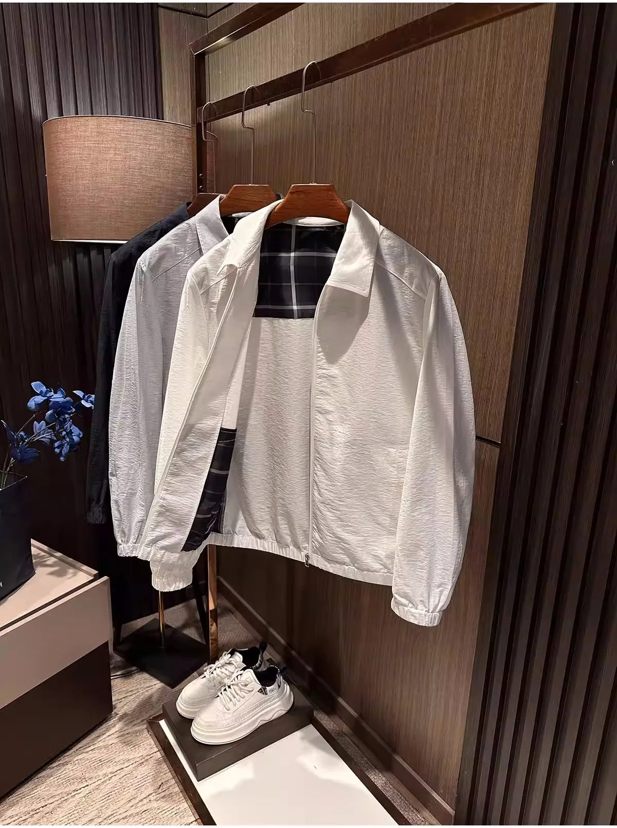 Spring new men's solid color versatile high-end thin collar jacket
