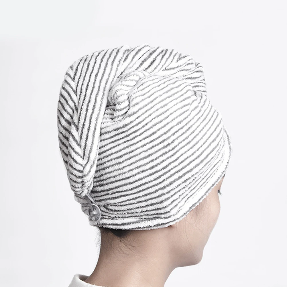 

Bamboo Carbon Fiber Hair Drying Fiber Quick-drying Hair Towel Black and White Stripe Fast Hair for Shower Bathroom