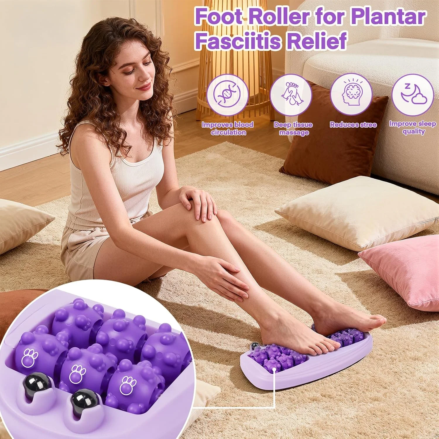 Rouleau de Massage Double pied pour fasciite plantaire, outil Portable à double rouleau pour usage domestique