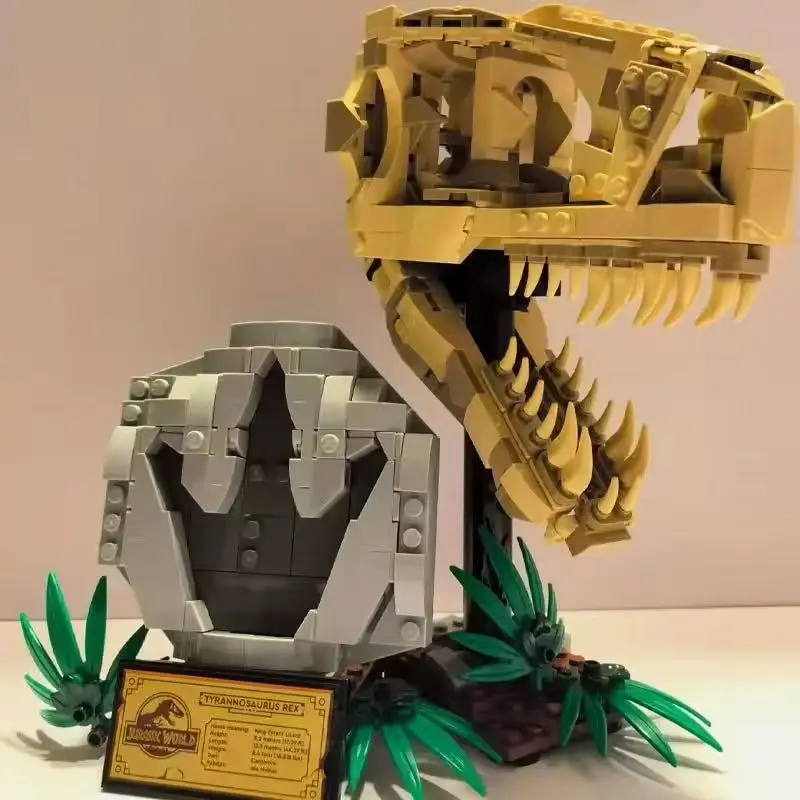 69577+2025+Animals+Series+Dinosaurs+Fossils+Tyrannosaurus Rex+Skull+Architecture+Building Blocks+Toys+Children+Education+DIY+Bir