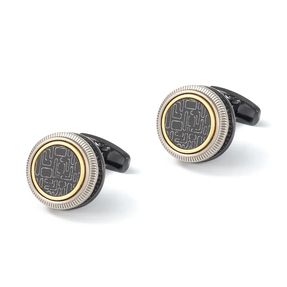 

Double Layer Gun Black CD Alloy Metal Cufflink Pattern High-end Retro High-quality Men's Business French Formal Accessories