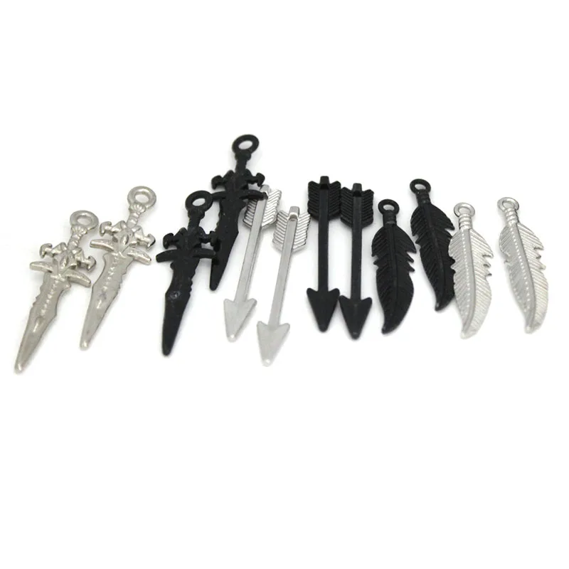 

20PCS Stainless Steel Charms Knight Sword Knife Gun Weapons Pendant For DIY Crafts Necklace Earrings Jewelry Making Accessories