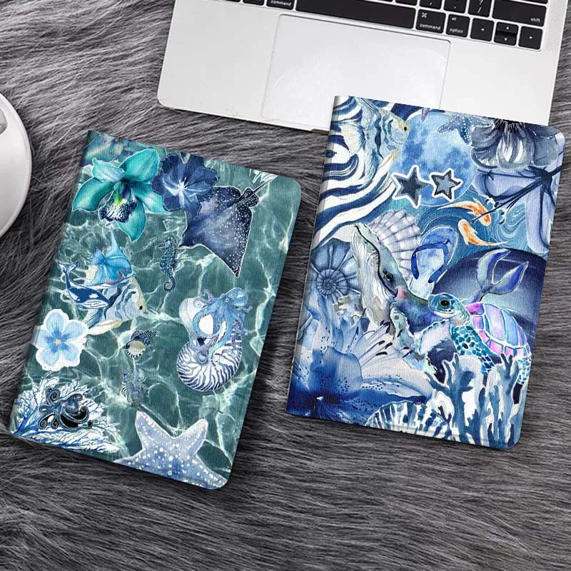 

Cartoon Marine Life Pattern Tablet Case For Samsung Galaxy Tab S7 S8 S9 S10 FE Lite Gift