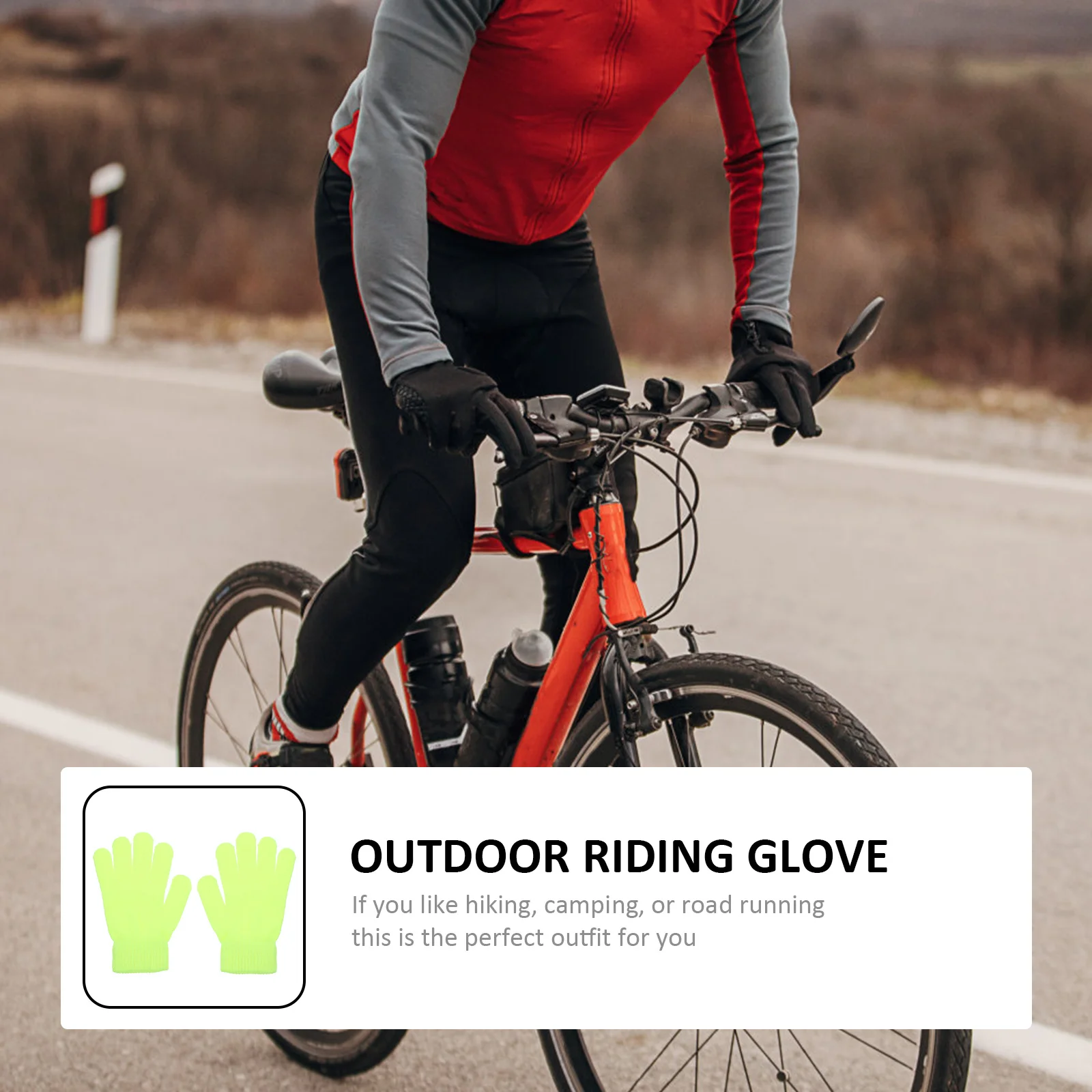 

Hiking Fluorescent Gloves Winter Knitted Riding Glove Lightweight Warm For Outdoor Hiking Riding Accessory