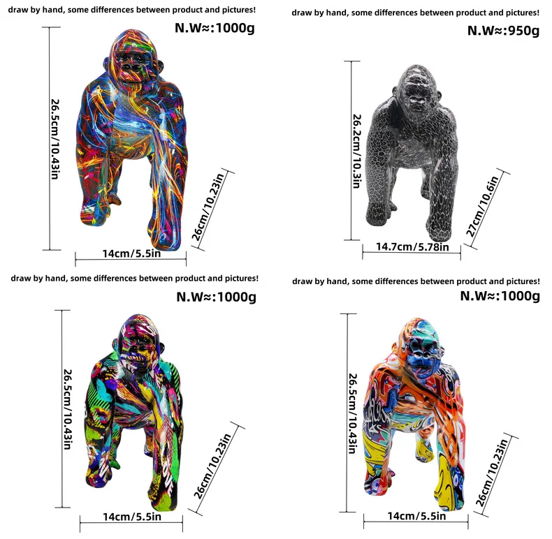 Kreative Bemalte Graffiti-Farbige Gorilla-Figur Kreative Dekoration Handwerk Heim-Eingangsbereich Weinschrank TV-Schrank Dekoration Geschenk – Detail 10