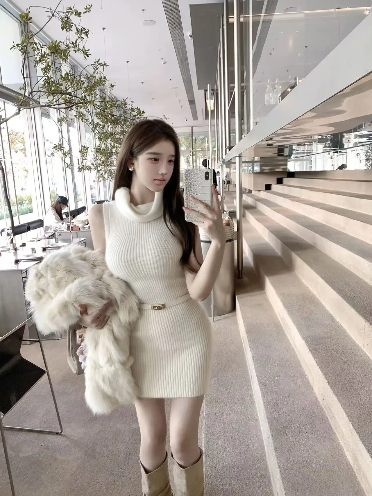 جديد عصري محبوك مثير فستان قصير ملابس خارجية سليم صالح Bodycon تنورة المرأة أنيقة تخفيف نمط ألياف البوليستر فستان F472 #3