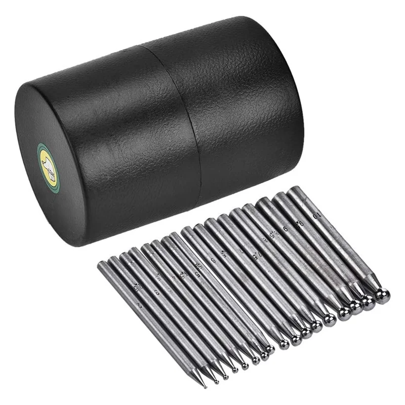 

SEWS-17PCS Dapping Punches Jewelry Goldsmithing Manufacturing Doming Tool Dapping Block Punch For Craftsmen And Artists