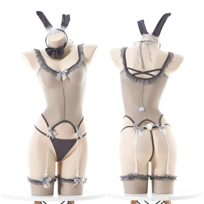 

Sexy See Through Stockings Top Outfits Bunny Girl Lingerie Role Play Uniform Garters Club Party Underwear Suit Cosplay Costume