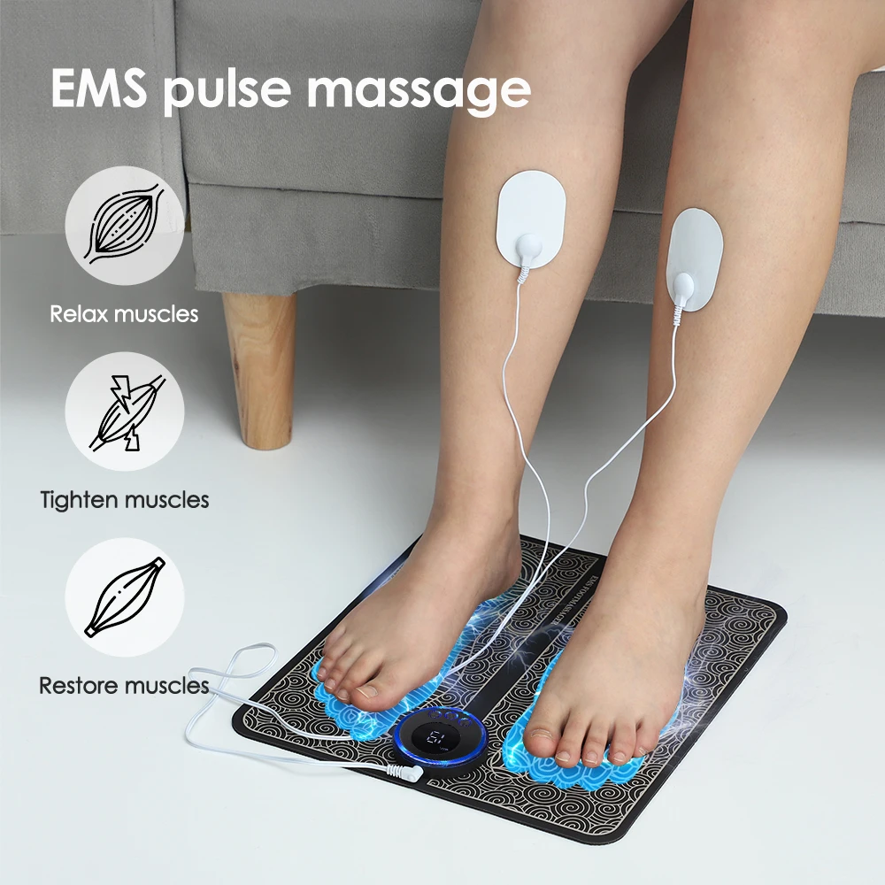 

Electric EMS Foot Massager Pad Relief Pain Relax Feet Acupoints Massage Mat Shock Muscle Stimulation Improve Blood Circulation