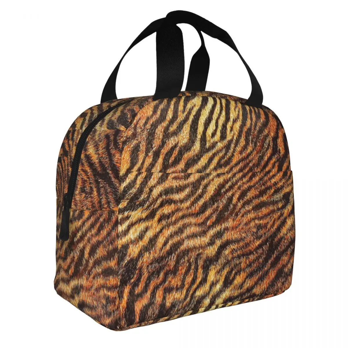 Bengal Tiger Fur Wildlife Print Pattern Insulated Lunch Bags Leakproof Animal Leopard Texture Cooler Bag Tote Lunch Box Outdoor