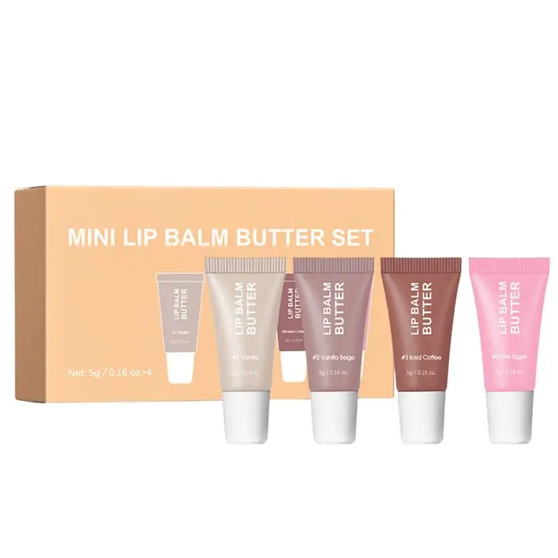 Lip Butter Balm 4 Pack Gentle Lip Care Butter Lip Care Products Small Lip Plumper Lip Glowy Balm Moisturizing Lip Balm