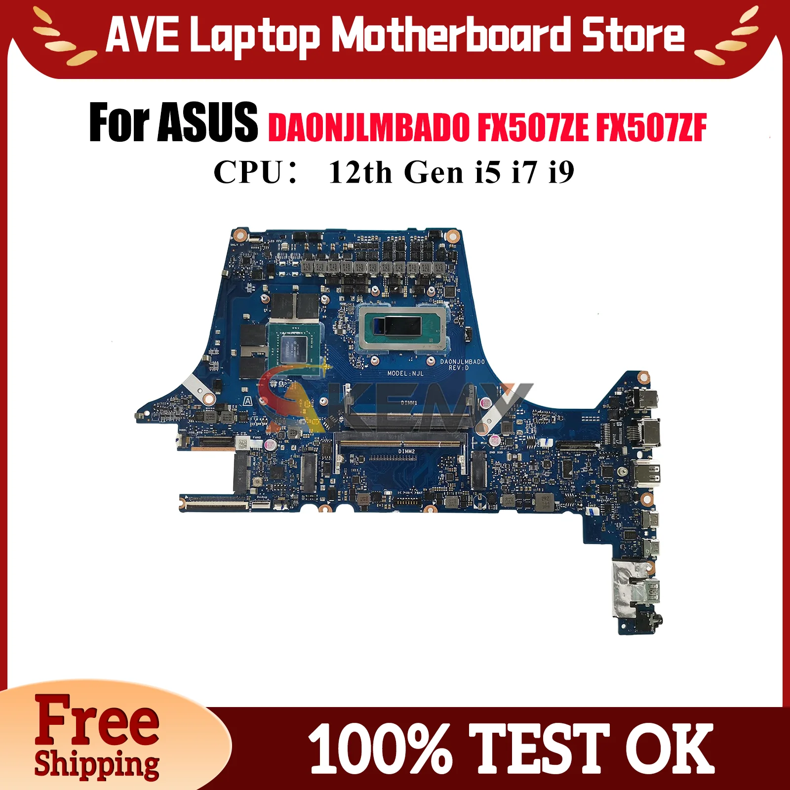 

DA0NJLMBAD0 Laptop Motherboard For ASUS TUF Gaming FX507ZE FX507ZF FX507Z FX507ZC Mainboard With 12th Gen i5 i7 i9 tests OK stk