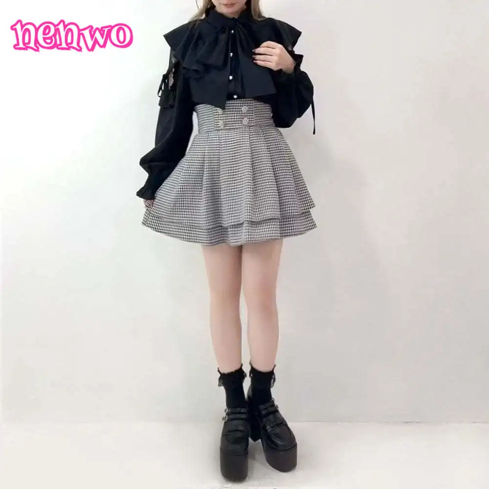 Rojita – chemisier japonais à manches longues, couleur unie, épissure de dentelle, bord à volants, chemises à bretelles, grand nœud, chemisier blanc