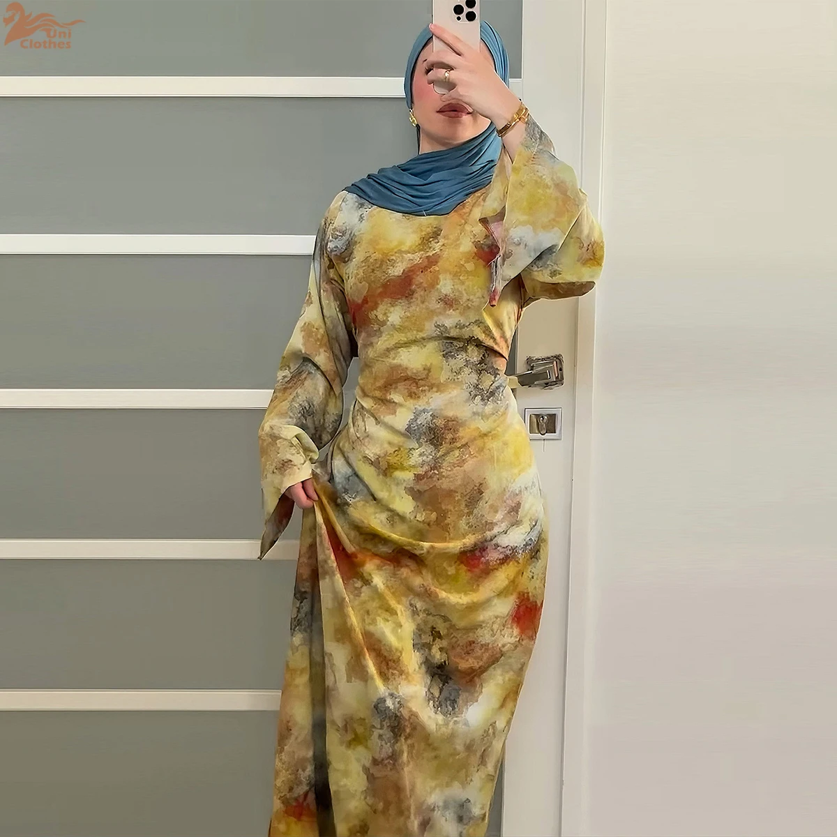 2025, muslimische Damenbekleidung, bedruckt, islamische Mode, Sommer-Damenbekleidung, Abaya, muslimisches Damenkleid