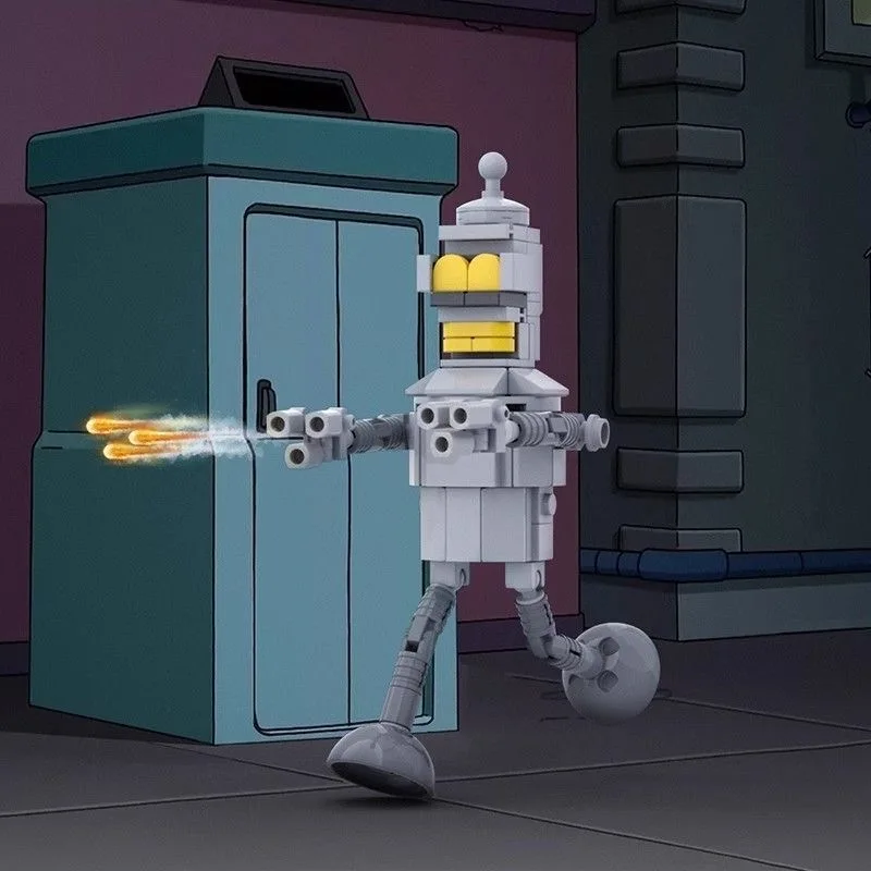 

MOC Futurama Bender Модель робота Строительные блоки Анимация Фигурка Любительный робот Креативный дизайн Кирпичная игрушка в подарок