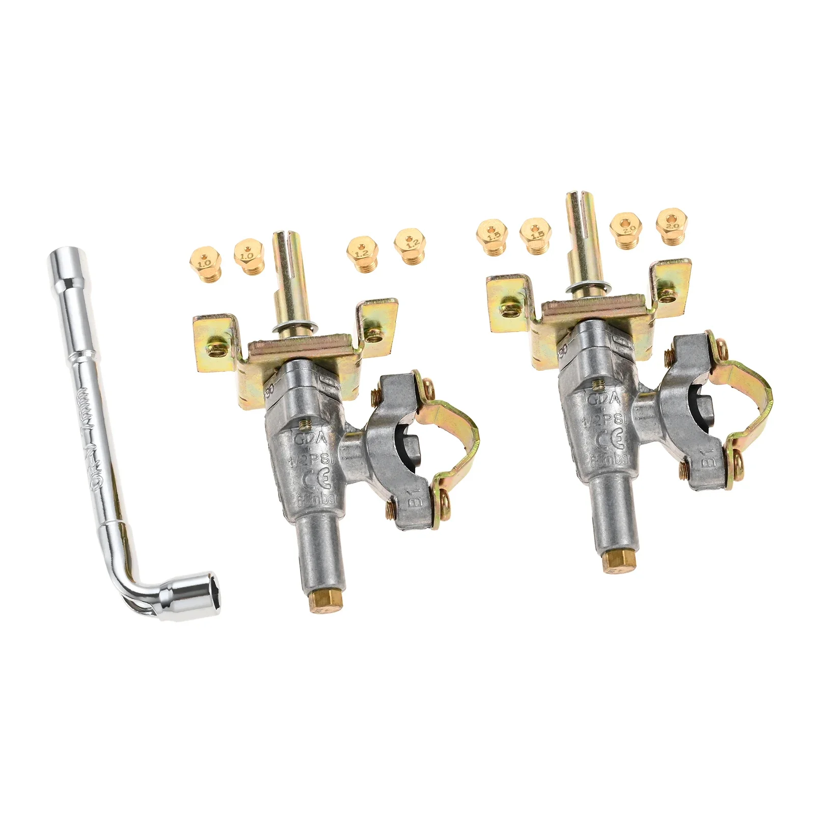 2Pcs Griddle Burner Gas Control Valves with Universal Orifice for 36