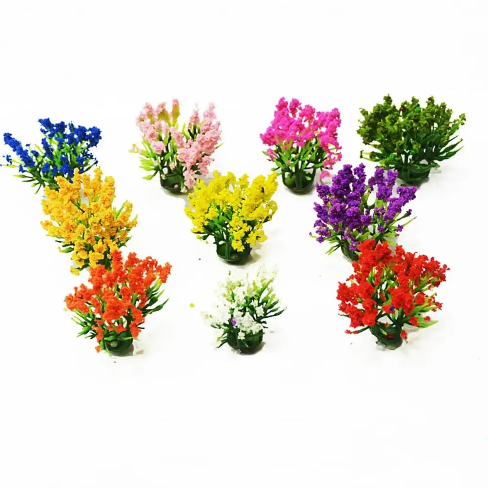 5pcs High Quality Plastic Miniature Flower Cluster Mixed Colorful Greenery Grass Architecture Sand Table Model
