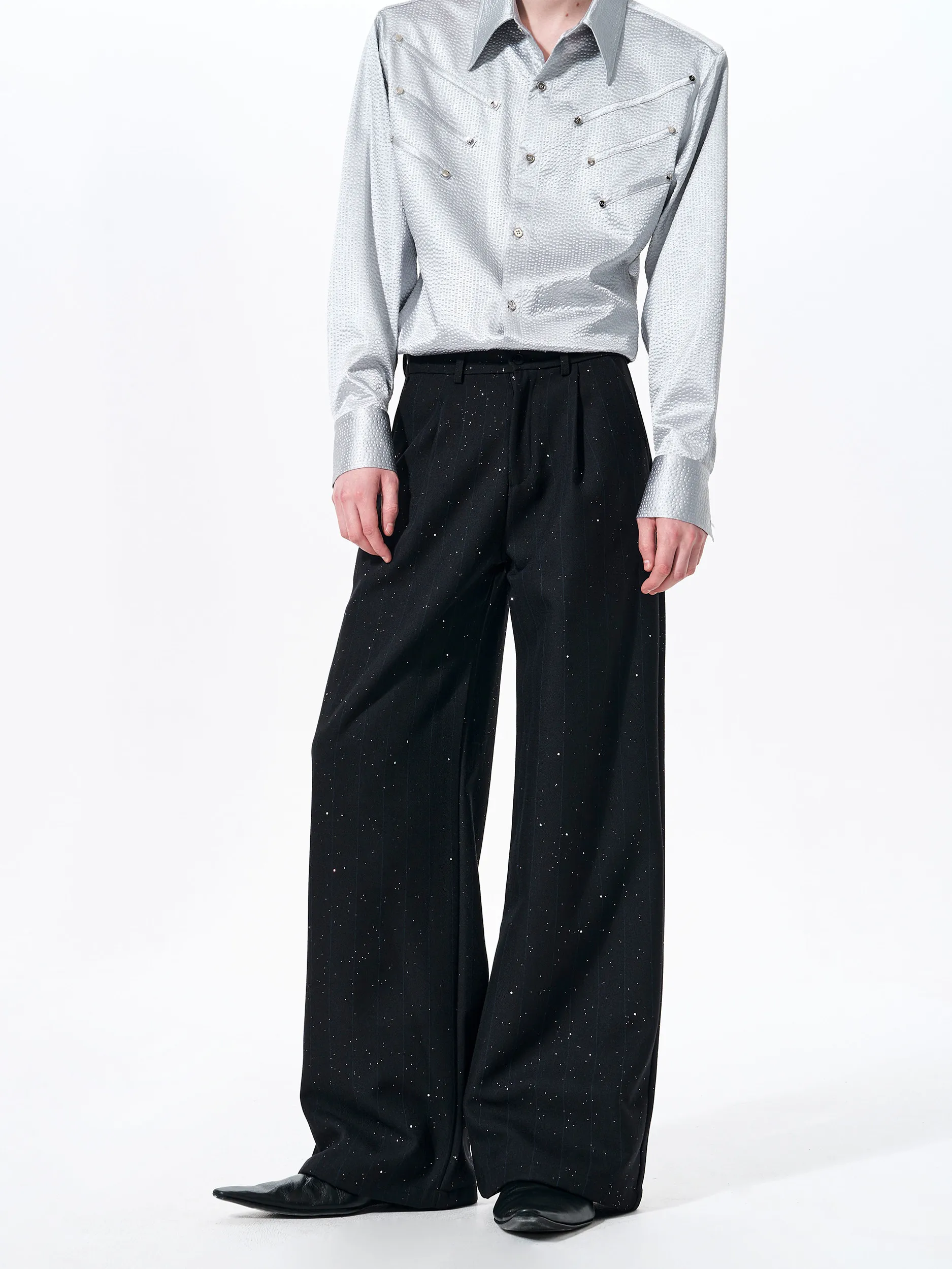 

Мужские повседневные брюки в полоску с узором, А-силуэт, из полиэстера, с микроэластичной тканью, средней посадкой, прямые штанины