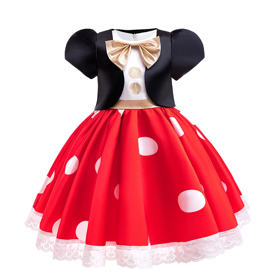 Little Girl Mickey Mouse Dress Toddler Kids Mickey And Minnie Cosplay Outfits Red Dot Princess Costume Halloween Baby Clothes