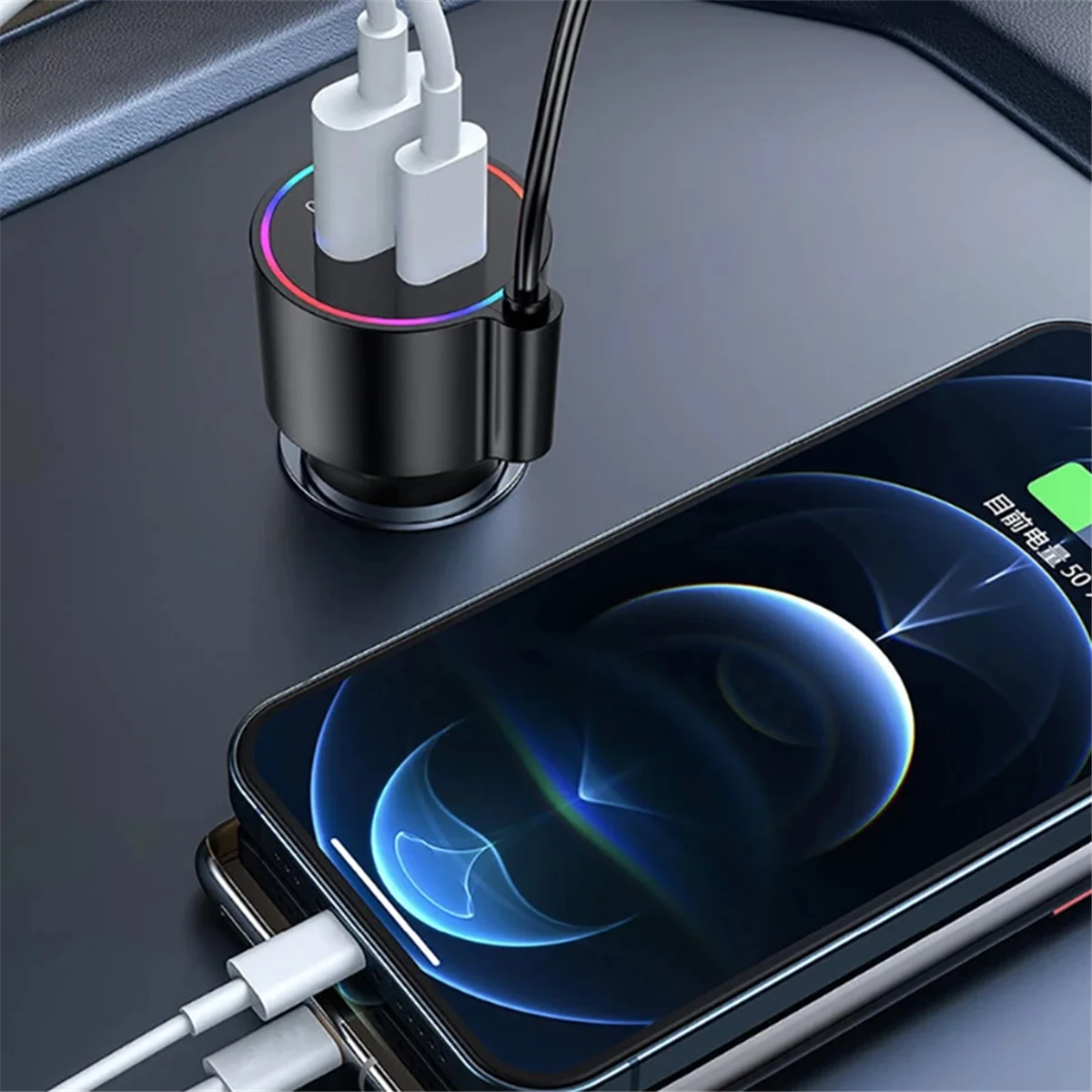 POP-lCar Bluetooth 5.0 FM-Transmitter PD 30W QC3.0 Schnellladegerät Drahtloser Freisprech-Audioempfänger MP3-Musik